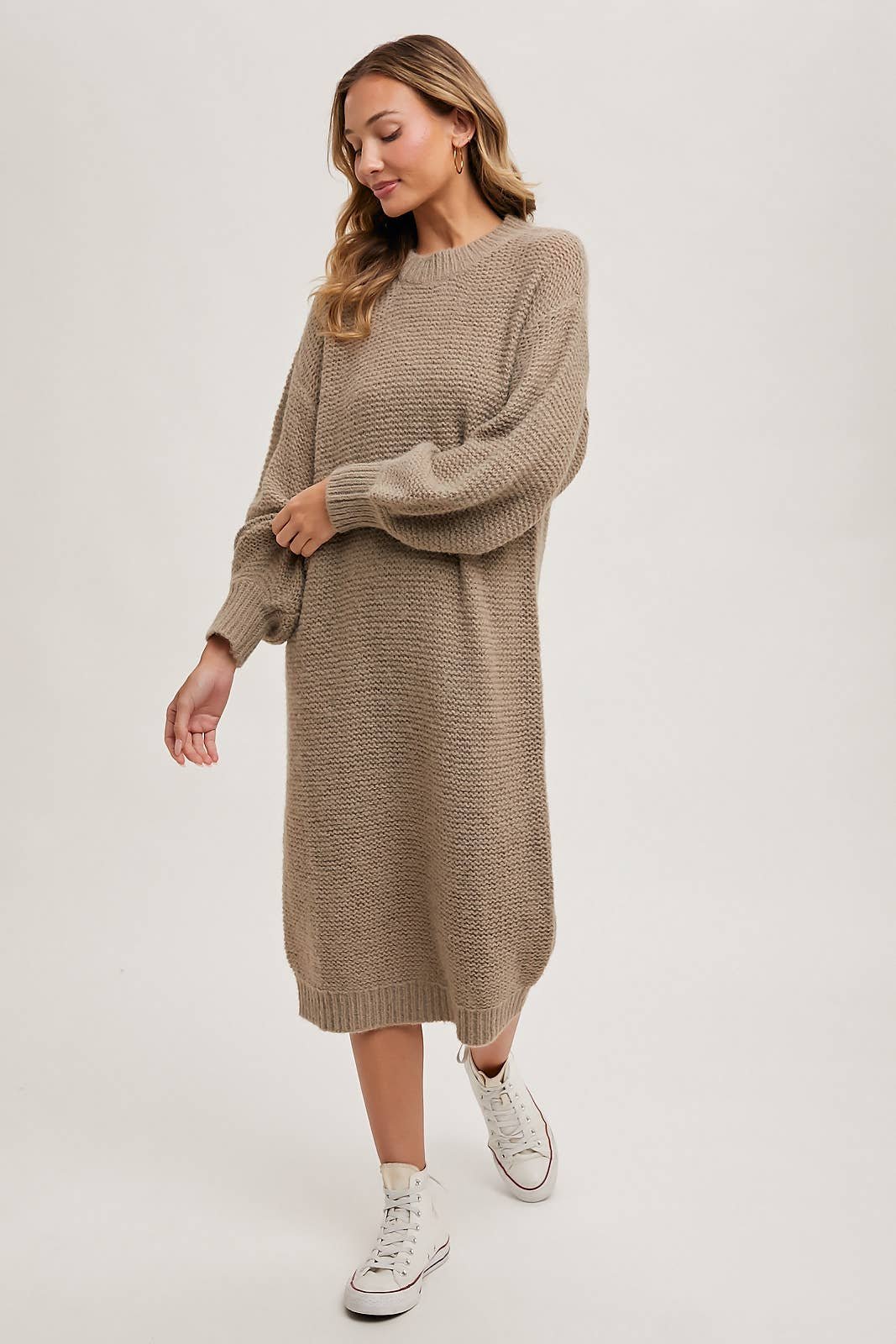 14322817-A1A8-2E2F-C283-F2FB08D11760 OVERSIZED LIGHTWEIGHT KNIT SWEATER MIDI DRESS - Image 20