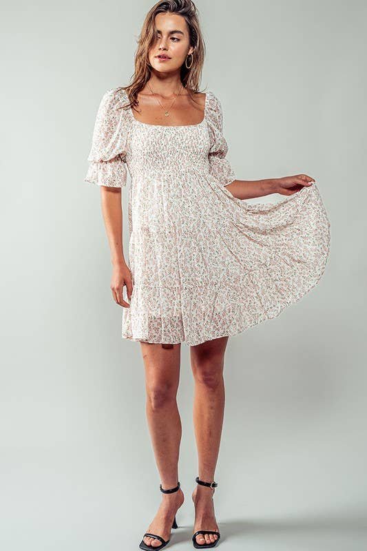 2BF2043C-33C6-30A9-19BB-7E11151911DE Romantic Off Shoulder Shirred Lace Mini White Dress - Image 7