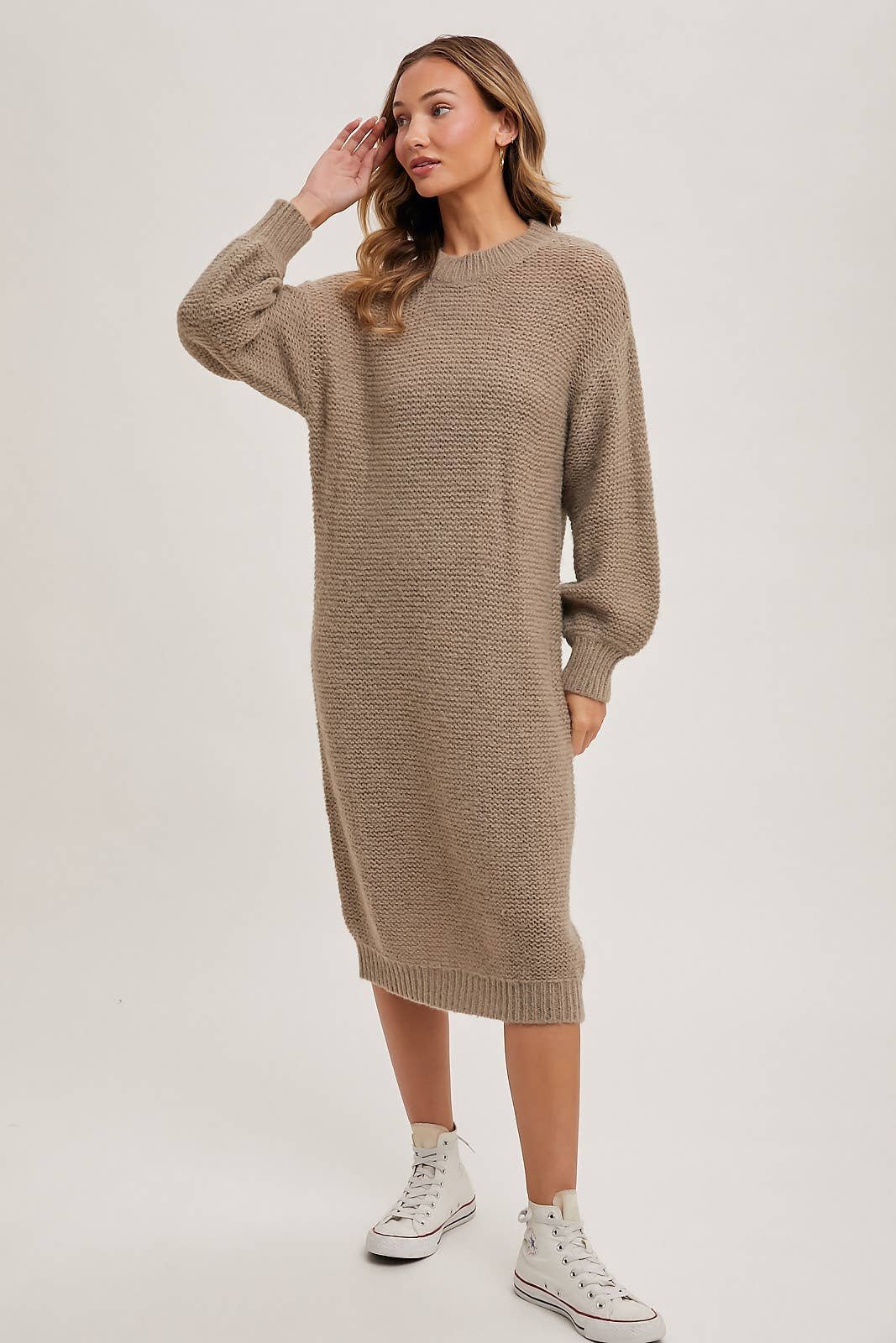 3663891B-D910-99C5-AA9B-B2E943D65BAE OVERSIZED LIGHTWEIGHT KNIT SWEATER MIDI DRESS - Image 15