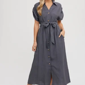 Home Belted Shirt Dress