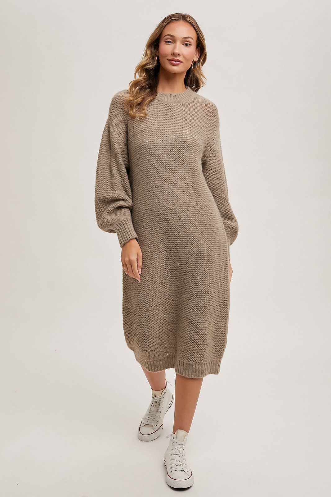 45D0E3D5-4FB8-51F8-A6C0-1A2F7C910F40-1 OVERSIZED LIGHTWEIGHT KNIT SWEATER MIDI DRESS - Image 17