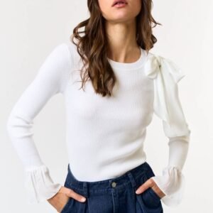 SHOULDER SATIN BOW TOP