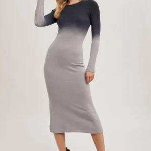 OMBRE BODYCON KNIT MIDI DRESS