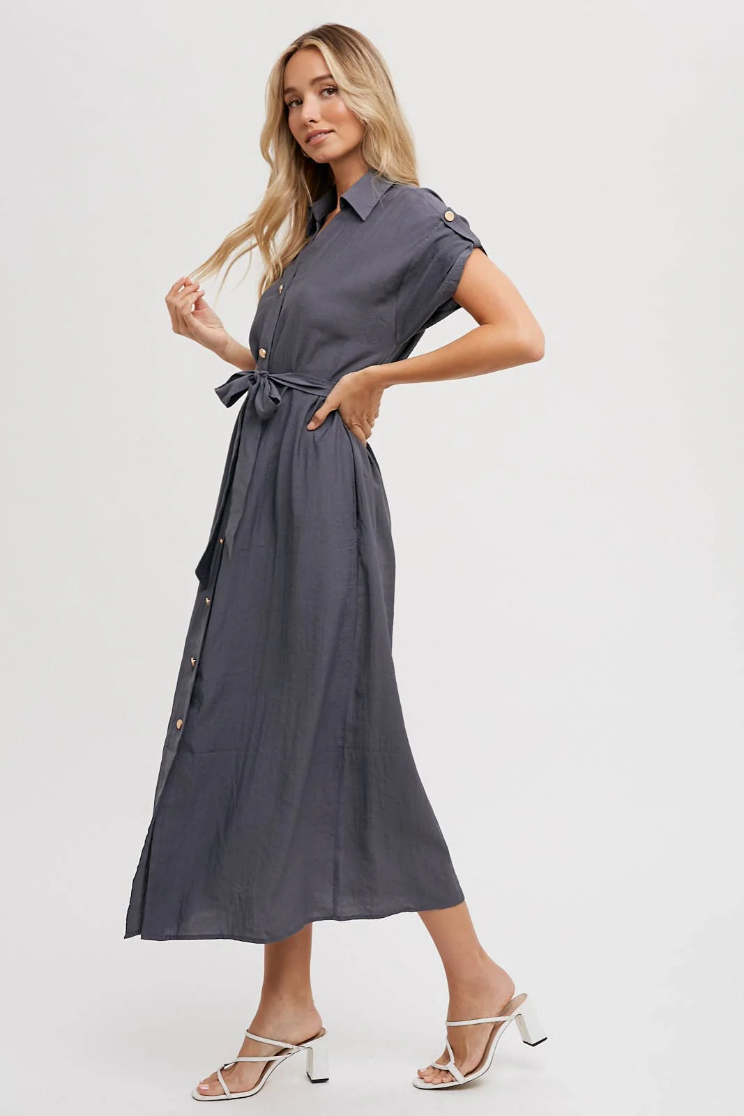 7AE3CCC1-F4D8-324B-6A57-5B7F2EEBA54A Belted Shirt Dress - Image 4