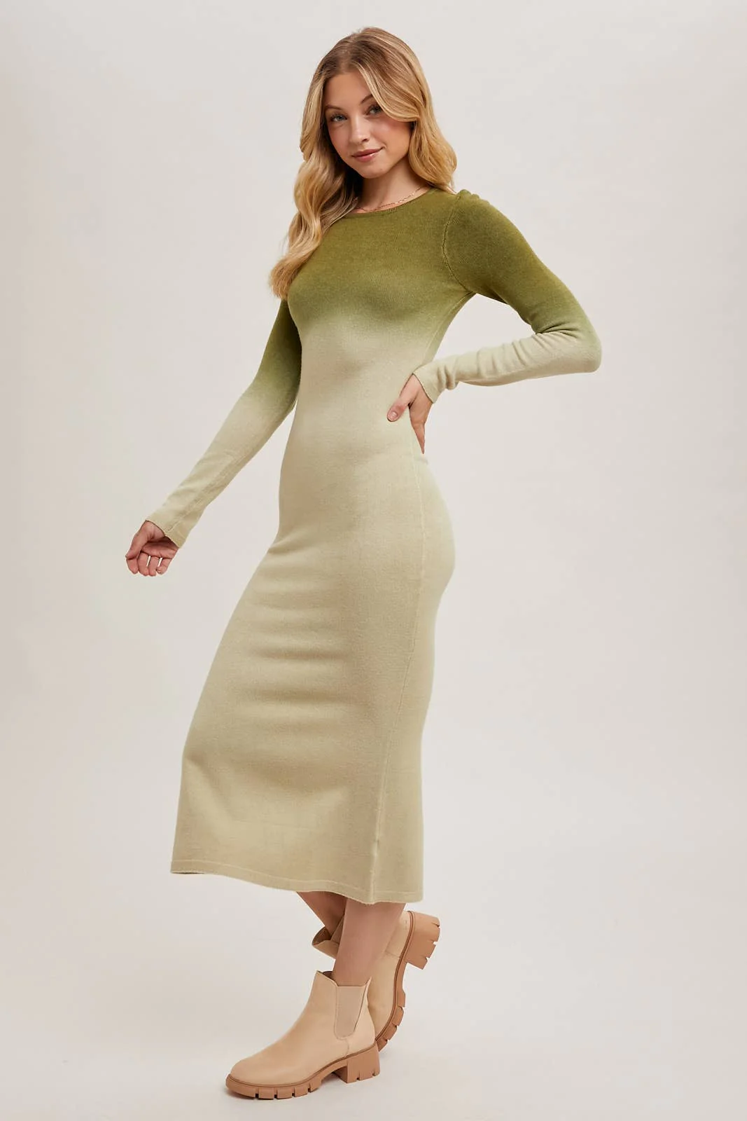 84207769-A509-F0D7-A9F9-65D9EF5CC69D-1 OMBRE BODYCON KNIT MIDI DRESS - Image 15