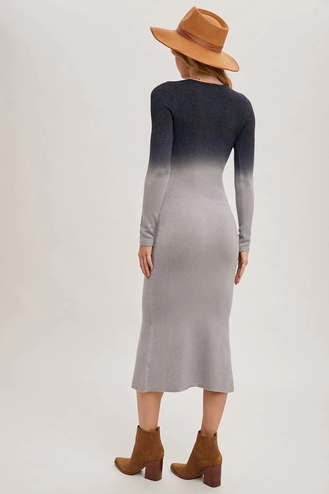 8742A32E-FFEA-F4F1-CDE1-A36775A7812B OMBRE BODYCON KNIT MIDI DRESS - Image 11