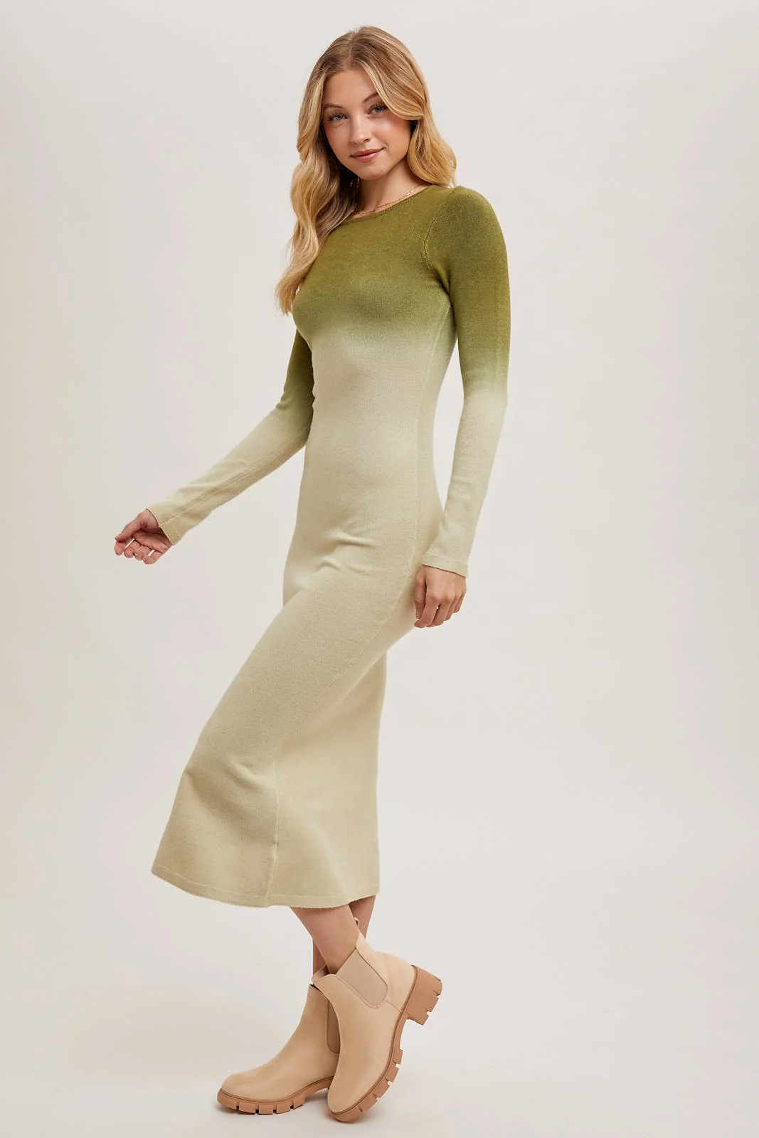 89FEB11F-B84B-E9A7-8BC8-7BC013E49EBF OMBRE BODYCON KNIT MIDI DRESS - Image 17