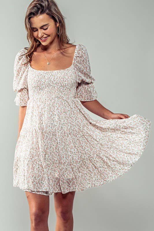 8DAD582F-E777-A305-3DDC-CCE30190D96F Romantic Off Shoulder Shirred Lace Mini White Dress