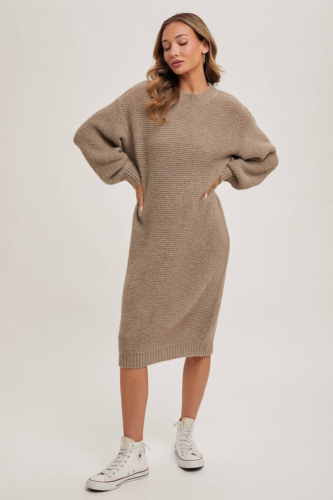 8F422F42-ACC3-3C41-2ADE-DEB285B42986 OVERSIZED LIGHTWEIGHT KNIT SWEATER MIDI DRESS - Image 16