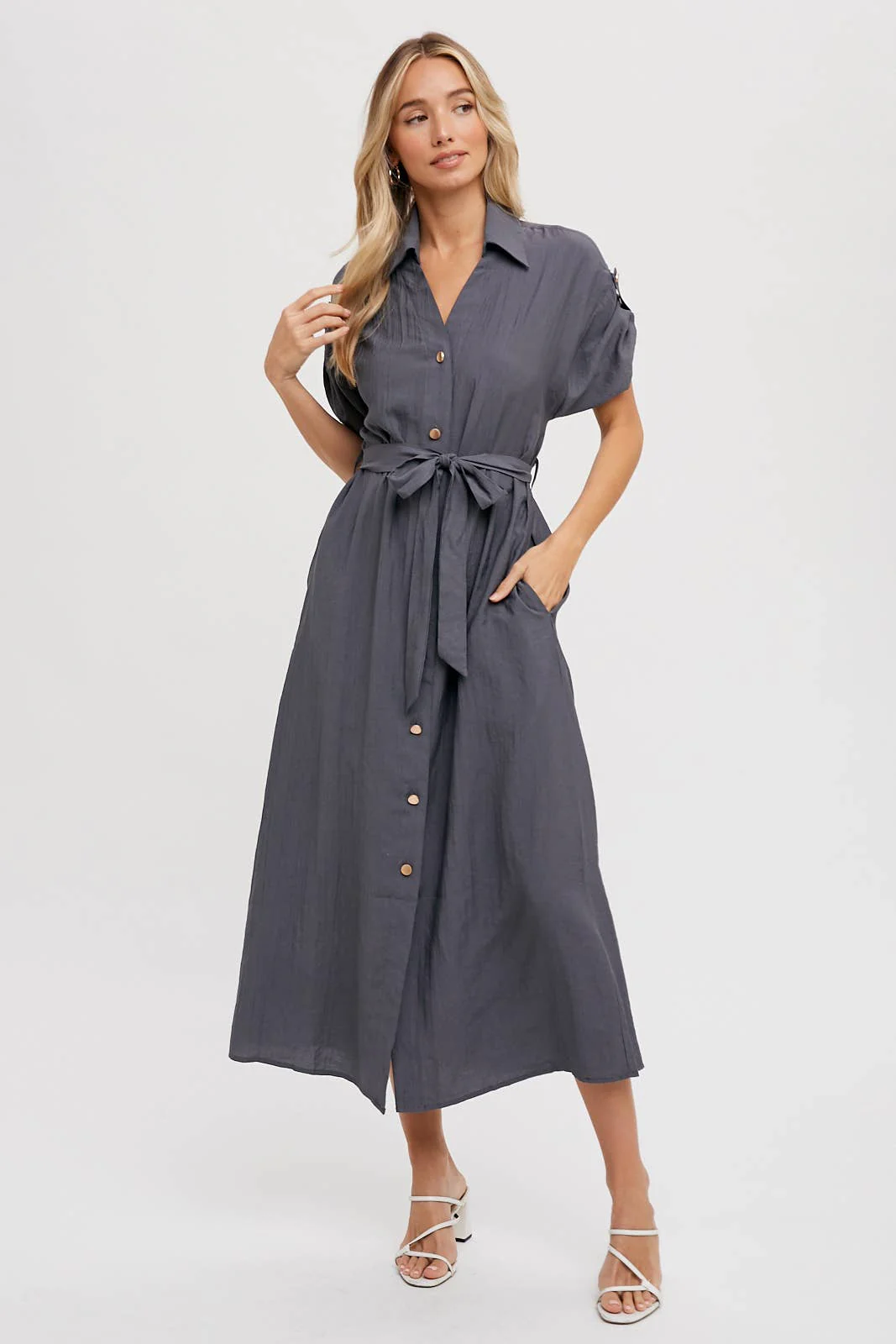 9863FDE9-9C2A-1616-A9A1-18DAB5411A89 Belted Shirt Dress - Image 6