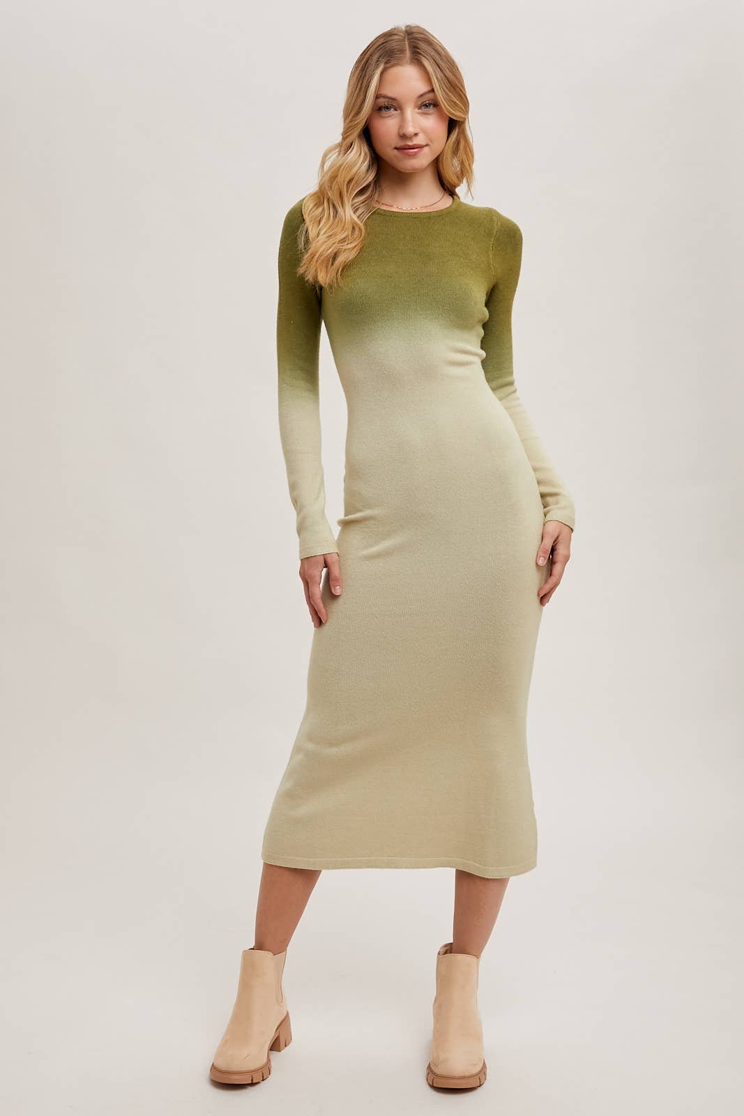 BCE5F7D8-F978-9F5F-72E6-127D2F3E6D78 OMBRE BODYCON KNIT MIDI DRESS - Image 13
