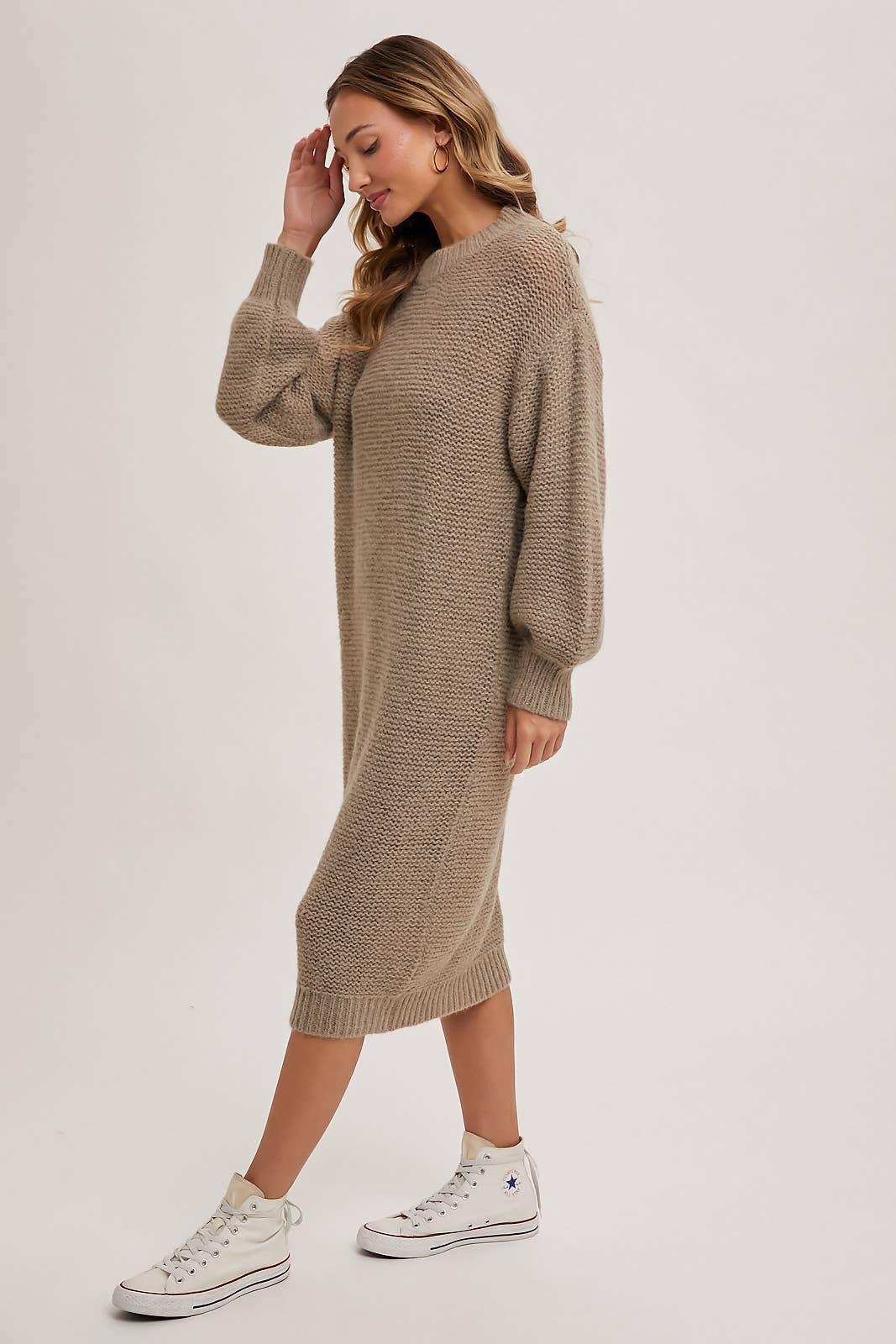 E761BFD0-8D86-2D50-979B-8D70F09E07B5 OVERSIZED LIGHTWEIGHT KNIT SWEATER MIDI DRESS - Image 18
