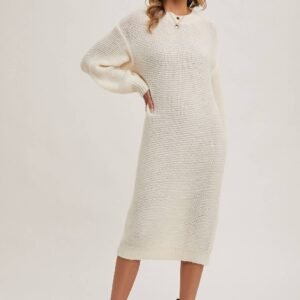 OVERSIZED LIGHTWEIGHT KNIT SWEATER MIDI DRESS