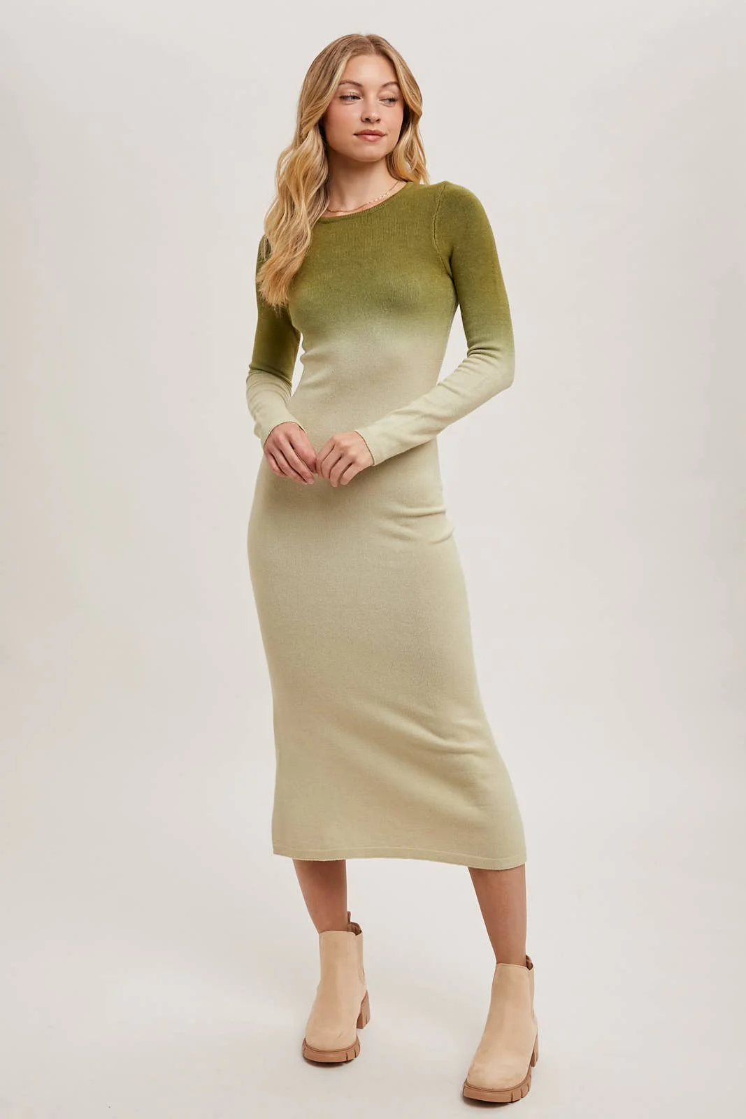 F7CCA1E2-0AF0-C60F-9ACC-46AFAC79D6C3 OMBRE BODYCON KNIT MIDI DRESS - Image 18
