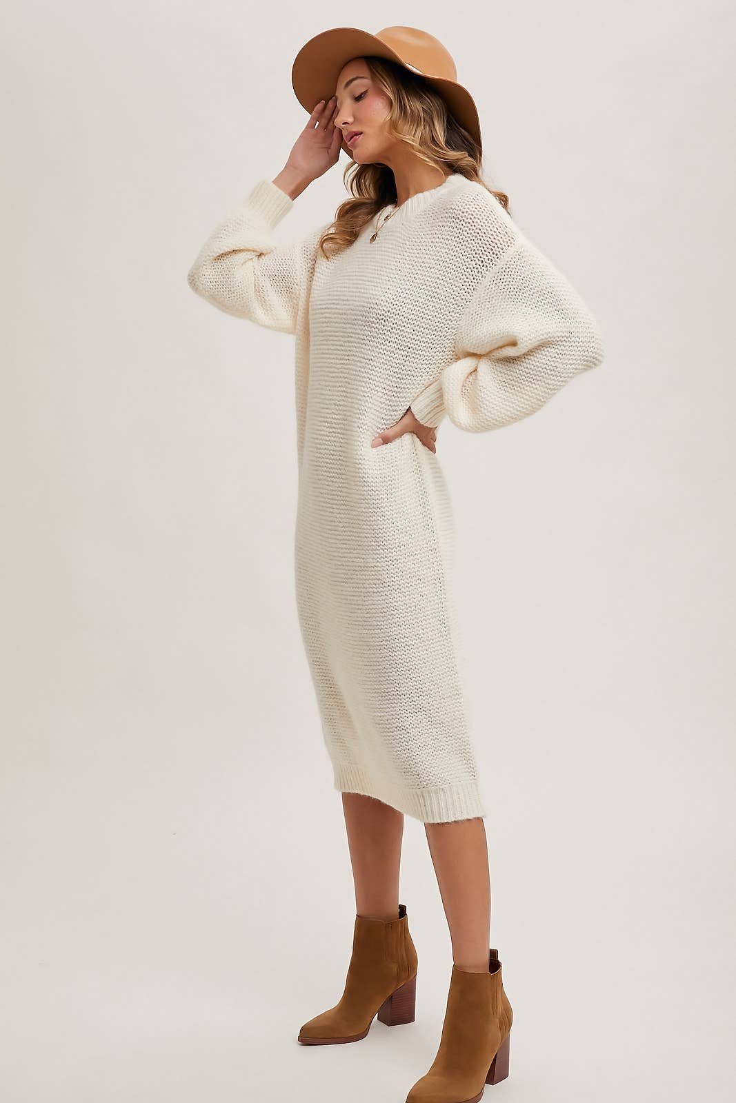 FA31BB9F-E6D2-C00D-678A-1FA48694F5A2 OVERSIZED LIGHTWEIGHT KNIT SWEATER MIDI DRESS - Image 7